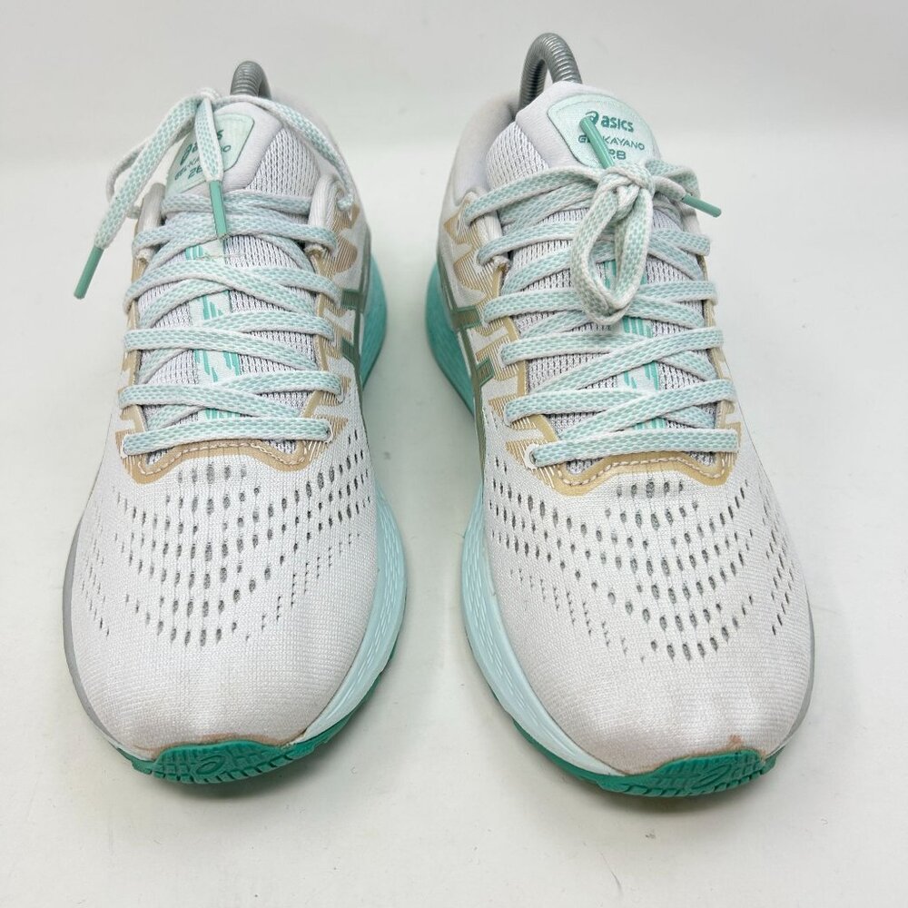 Asics Gel-Kayano 28 Womens Running Shoes - White/Teal Lightweight Size 9.5 - Picture 3 of 9